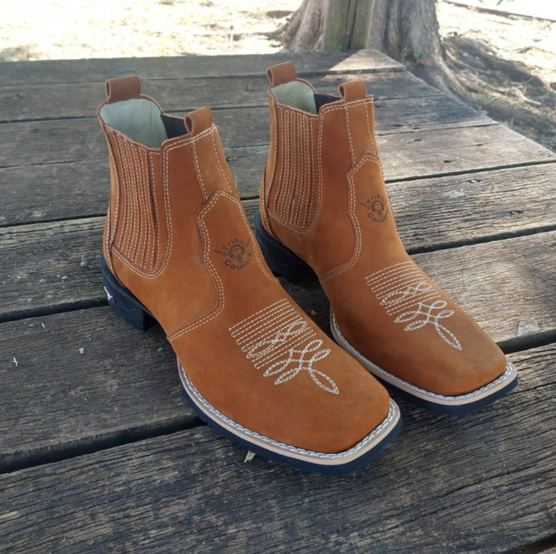 Kit Bota Patrón de Cuero Legítimo con Plantilla Ortopédica +REGALOS: Sombrero, Billetera, Cinturón, Cuchillo y Vaso Térmico