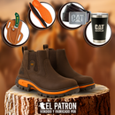 Kit Bota Montano de Cuero Legítimo con Suela Antideslizante +REGALOS: Plantilla Ortopédica, Cinturón, Cuchillo con Funda y Vaso Térmico