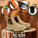 Kit Bota Motano de Cuero Legítimo con Suela Antideslizante +REGALOS: Plantilla Ortopédica, Cinturón, Cuchillo con Funda y Vaso Térmico