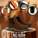 Kit Bota Motano de Cuero Legítimo con Suela Antideslizante +REGALOS: Plantilla Ortopédica, Cinturón, Cuchillo con Funda y Vaso Térmico
